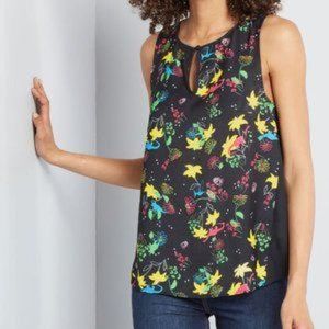 Modcloth Hidden Dinosaur Spaceship Floral Tank 2x